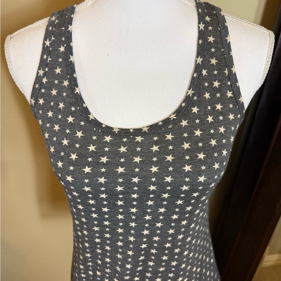 Vintage Judy Knapp Gray Star Patterned Women's Tank Top size small cropped ties - Picture 2 of 6